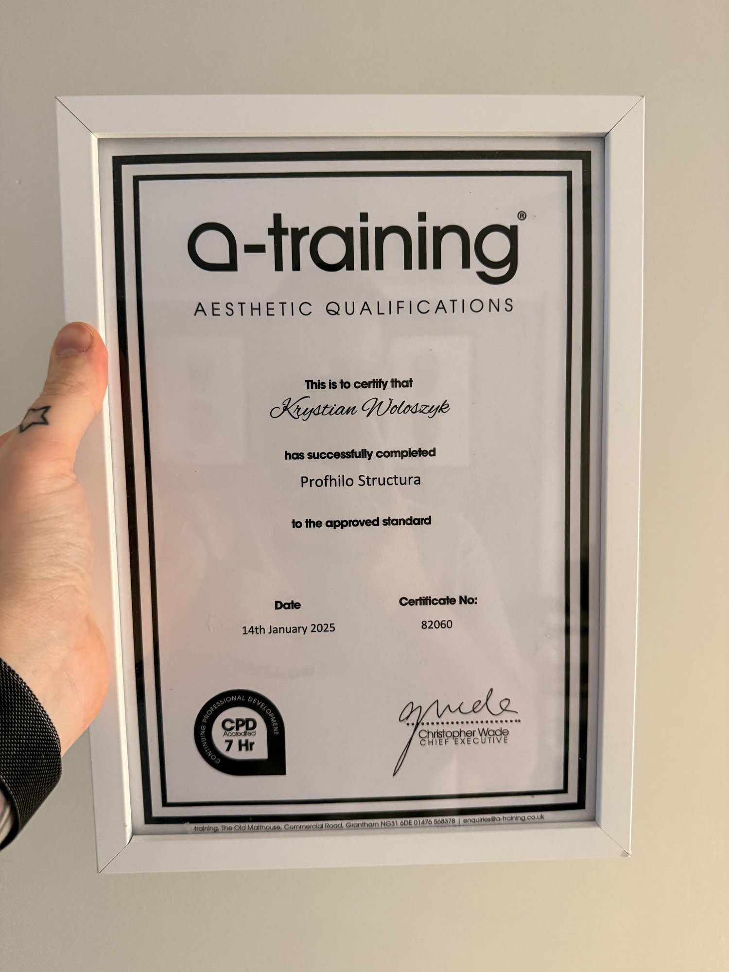 One of Krystian's A-Training certificates